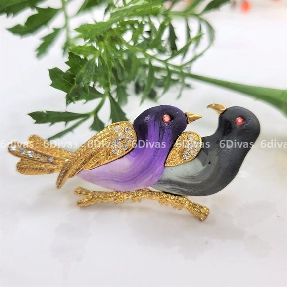 𝅺TWO Birds Brooch Pin - Picture 6 of 7
